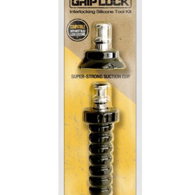 Grip Lock dual silicone base kit with suction cup and handle in black by Boneyard Toys