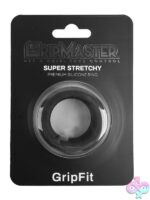 Stretchy black silicone cock ring one-size fit by GripMaster