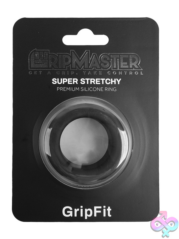 Discreet-Toys-Gripmaster-Gripfit-Black-Nu-Gm-1012 Stretchy Black Silicone Cock Ring One-Size Fit By Gripmaster