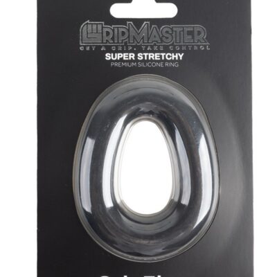Gripmaster Gripflare donut cock ring in black, blue, and red on neutral background