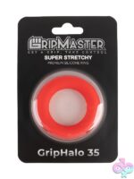 Gripmaster Griphalo 35mm donut cock ring in three colors — black, blue, and red