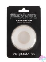GripMaster GripHalo 35mm translucent donut cock ring in white by GripMaster