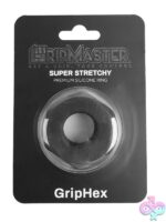 GripHex flexible black silicone cock ring by Gripmaster