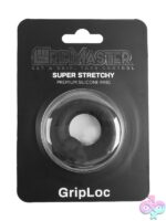 Stretchy one-size black silicone cock ring by GripMaster