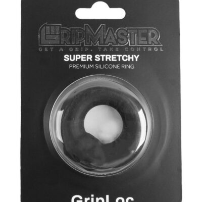 Stretchy one-size black silicone cock ring by GripMaster