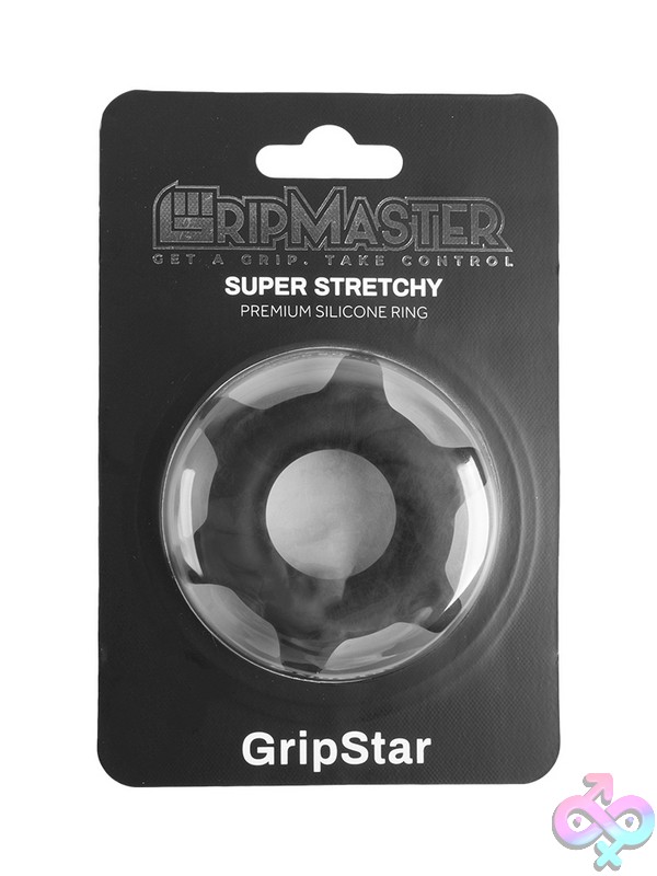 Discreet-Toys-Gripmaster-Gripstar-Black-Nu-Gm-1010 Gripstar Flexible Black Silicone Cock Ring By Gripmaster