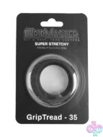 Gripmaster Griptread 35mm silicone cock ring in black and red on neutral background