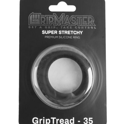 Gripmaster Griptread 35mm silicone cock ring in black and red on neutral background