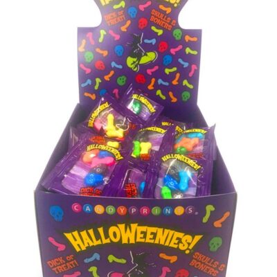 Halloweenies 100-piece naughty novelty candy POP counter display in multi-color by Little Genie