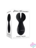 Handy Helper vibrating silicone stroker in black by Zero Tolerance Toys