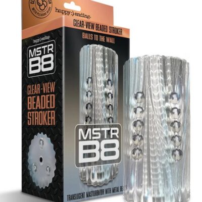 Clear view beaded stroker with 15 metal pleasure beads by Happy Ending