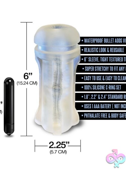 Happy Ending Vibrating Masturbator Pack With C-Ring Set – Black - Image 3
