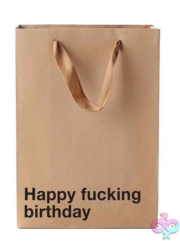 Discreet-Toys-Happy-Fucking-Birthday-Bag-Nu-Bag-017 Snarky Happy Fucking Birthday Brown Kraft Paper Gift Bag With Ribbon Handle By Wood Rocket