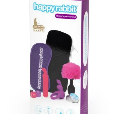 Happy Rabbit 7-piece couples pleasure kit with silicone storage case and accessories in black by Happy Rabbit