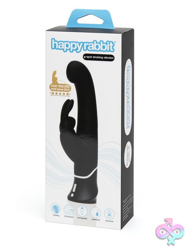 Discreet-Toys-Happy-Rabbit-G-Spot-Stroker-Rabbit-Vibrator-Black-Nu-Hr-79368 Black G-Spot Stroker Rabbit Vibrator With Dual Motors And Velvety Rounded Tip By Happy Rabbit