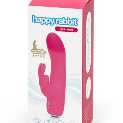Compact pink mini rabbit vibrator by Happy Rabbit shown against a clean background