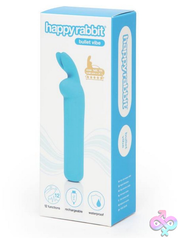 Discreet-Toys-Happy-Rabbit-Rechargeable-Bullet-Blue-Nu-Hr-84676 Blue Rechargeable Bunny-Ear Bullet Vibrator In Body-Safe Silicone By Happy Rabbit