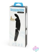 Black silicone rabbit wand vibrator with dual ears and tapered grip handle by Happy Rabbit