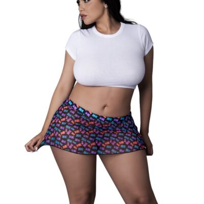 Blacklight reactive neon gummy bear mesh skirt with spandex waistband by Magic Silk