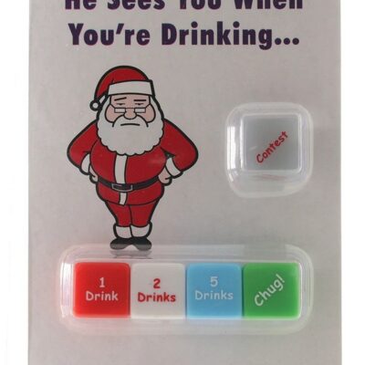 He Sees You When You're Drinking festive clear dice game set by Kheper Games