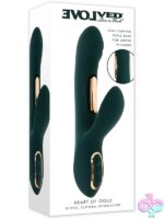 Heart of Gold dual tapping rabbit vibrator in green silicone by Evolved Novelties