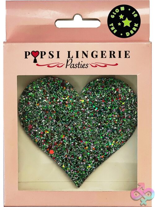Heart Shape Glow In The Dark Pasties Glitter O/S - Image 2
