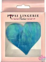 Heart Shape Hologram Pasties Blue O/S - Image 2