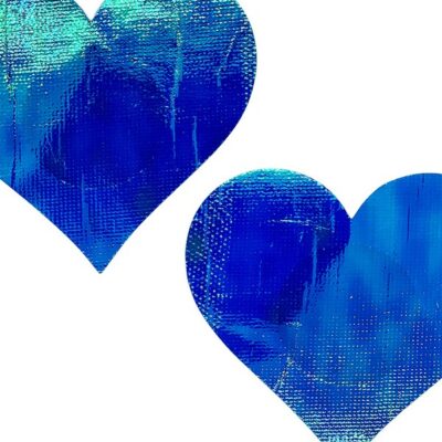 Holographic Heart Pasties Blue O/S by Popsi Lingerie