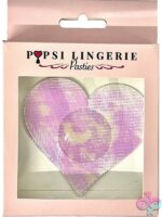 pink hologram heart pasties by Popsi Lingerie holographic metallic finish