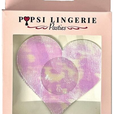 pink hologram heart pasties by Popsi Lingerie holographic metallic finish