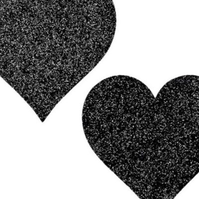 Black heart-shaped sequin glitter pasties by Popsi Lingerie