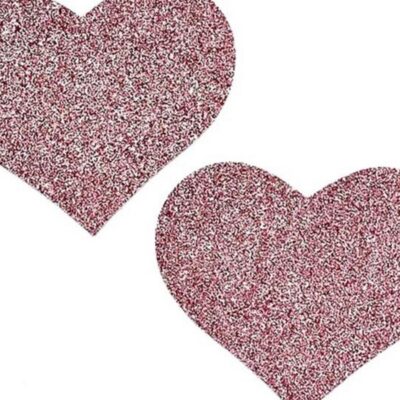 Heart shaped pink sequin glitter pasties one-size by Popsi Lingerie
