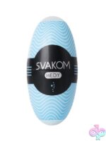 Ultra-soft blue TPE masturbation sleeve with ribbed inner texture by Svakom