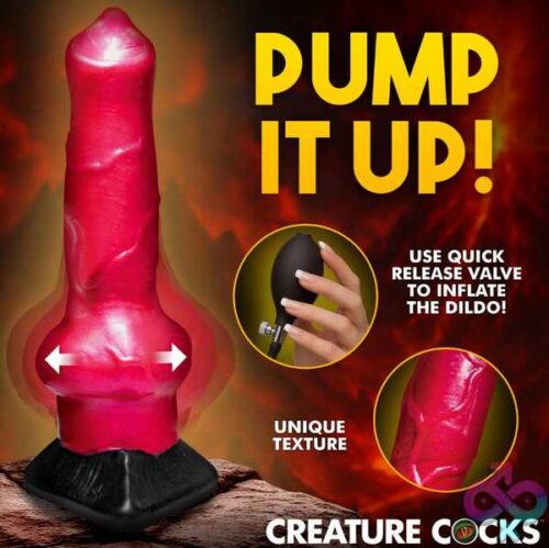 Hell Hound Inflatable Silicone Dildo - Red - Image 5