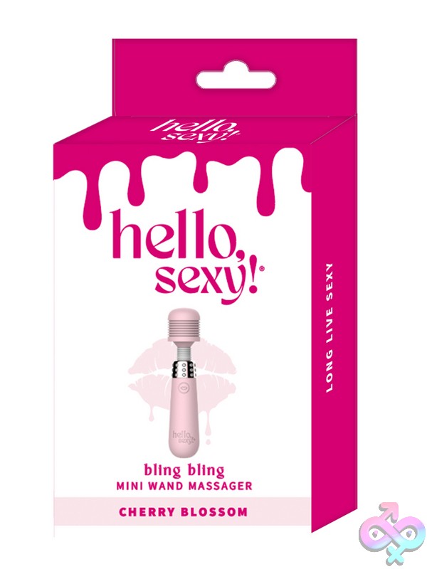 Discreet-Toys-Hello-Sexy-Bling-Bling-Cherry-Blossom-Nu-Hs-5070 Shibari Bling Mini Wand Massager In Cherry Blossom Pink With Bendable Silicone Tip By Shibari