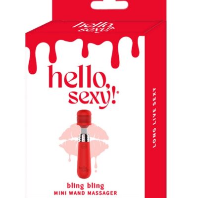 Bling Mini Wand Massager in tiger lily red with bendable neck and silicone tip by Shibari