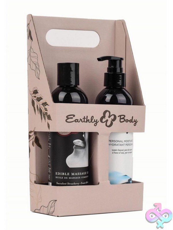 Discreet-Toys-Hemp-Seed-By-Night-Better-Together-Waterslide-And-Strawberry-Holiday-Caddy-8-Oz-Nu-Eb-Hsbnbt003 Better Together Holiday Caddy With Strawberry Massage Oil And Waterslide Lubricant In Black By Earthly Body