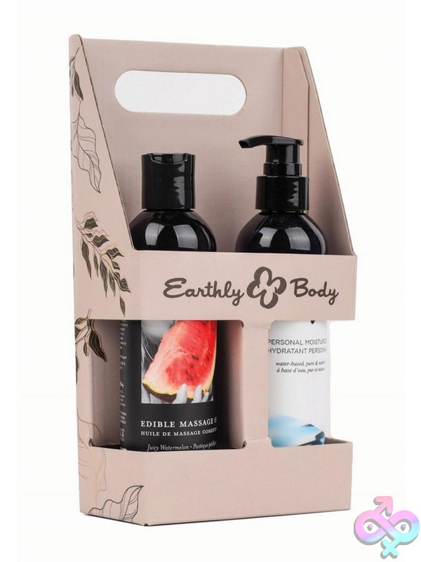Discreet-Toys-Hemp-Seed-By-Night-Better-Together-Waterslide-And-Watermelon-Holiday-Caddy-8-Oz-Nu-Eb-Hsbnbt004 Earthly Body Better Together Holiday Caddy With Watermelon Massage Oil And Waterslide Lubricant In Black Packaging