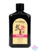 Wild Pink Rose hemp seed massage oil in black bottle by Earthly Body, 8 oz aphrodisiac collection