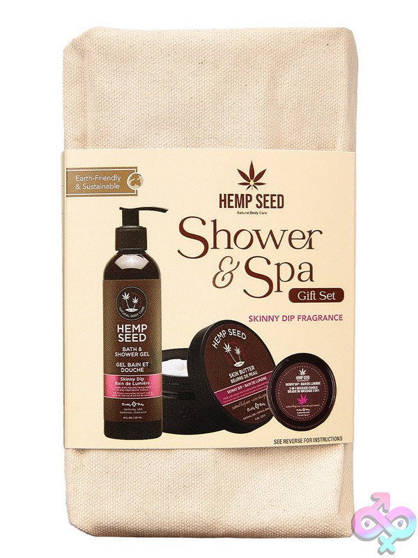 Discreet-Toys-Hemp-Seed-Holiday-Bag-Skinny-Dip-Nu-Eb-Hshb2521 Hemp Seed Holiday Gift Bag With Skin Butter, Shower Gel, And 3-In-1 Candle In Brown Packaging By Earthly Body