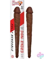Hero 14-inch dual-ended double dong in beige and brown flexible PVC for couples