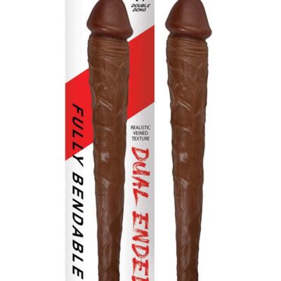 Hero 14-inch dual-ended double dong in beige and brown flexible PVC for couples