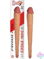 Hero 14-inch dual-ended double dong in beige and brown flexible PVC for couples