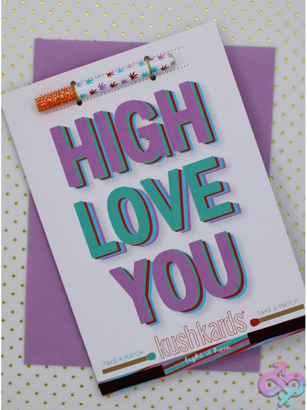 Discreet-Toys-High-Love-You-Kushkard-Nu-Kk-Highlove Purple High Love You Greeting Card With Matchbook And Envelope By Kushkards