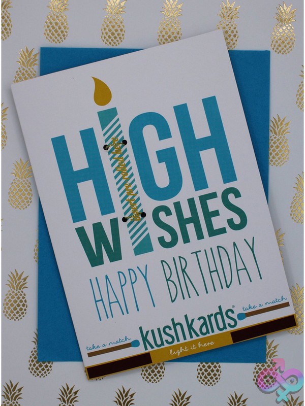 Discreet-Toys-High-Wishes-Kushkard-Nu-Kk-Hwish Blue Novelty Greeting Card And Matchbook Gift Set By Kushkards