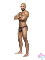 Purple low-cut men's uplift bong thong with contoured pouch and rubberized waistband by Male Power