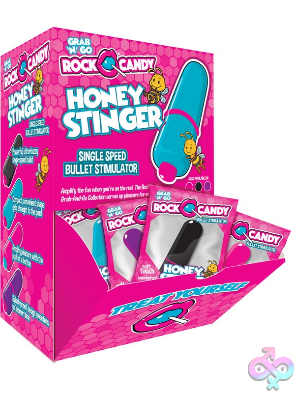 Discreet-Toys-Honey-Stinger-24Ct-Display-Nu-Rc-Hs-124 Honey Stinger Single-Speed Bullet Vibrator 24-Count Retail Display In Blue By Rock Candy