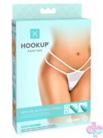 Green bow-tie G-string vibrating panties with remote and silicone plug by Pipedream Products