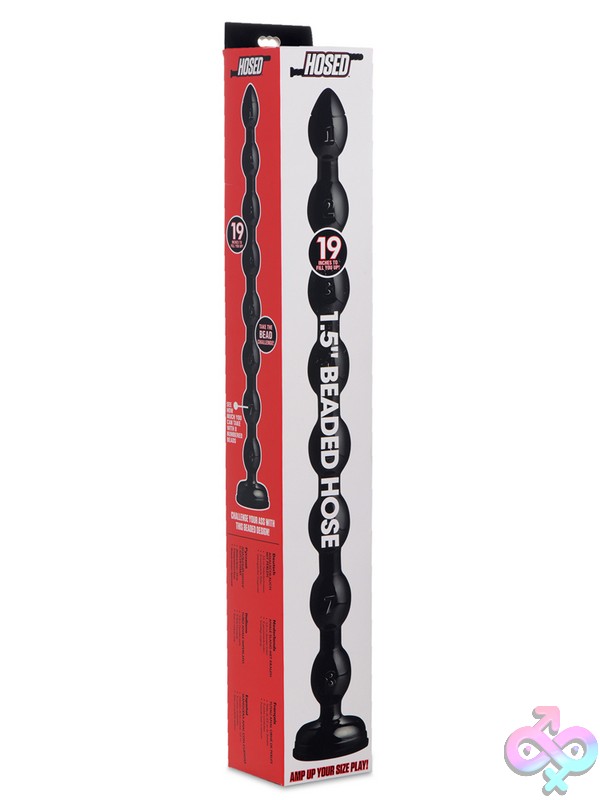 Discreet-Toys-Hosed-19-Inch-Beaded-Anal-Snake-Nu-Xr-Af614 Extra-Long Black Beaded Anal Snake With Suction-Cup Base By Xr - Hosed