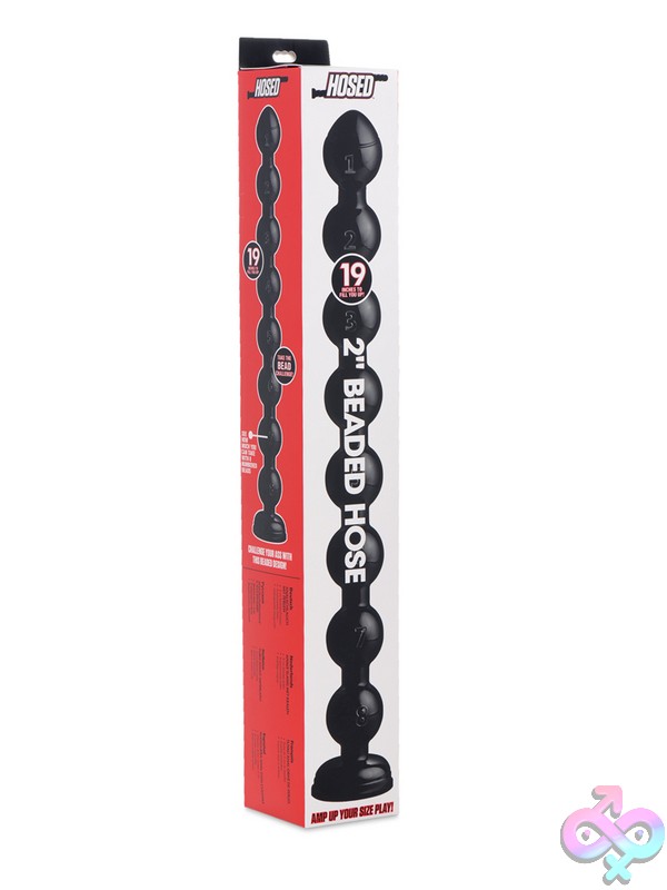 Discreet-Toys-Hosed-19-Inch-Beaded-Thick-Anal-Snake-Nu-Xr-Af615 Black Phthalate-Free Silicone Beaded Anal Snake With Suction-Cup Base And 8 Numbered Bulges By Xr - Hosed